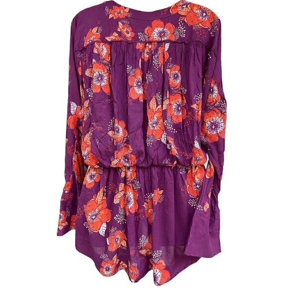Free People Floral Flowy Tuscan Dreams Long Sleeve Wrist Tie Tunic Women’s S - Picture 7 of 14